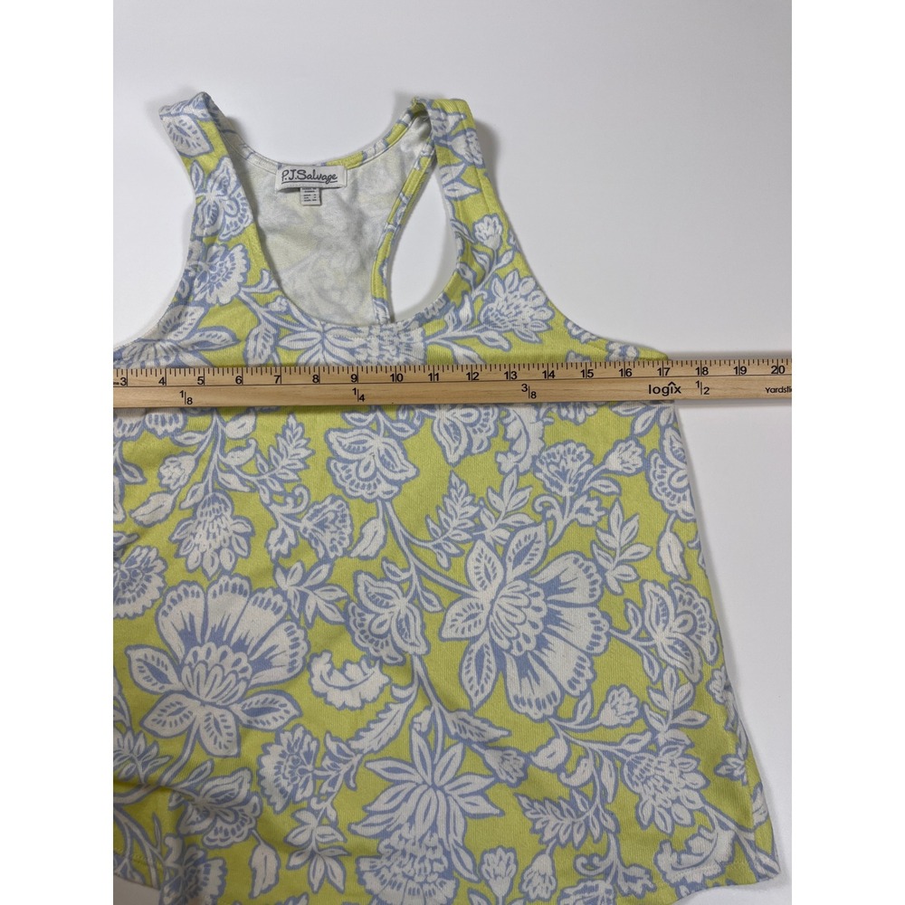 PJ Salvage Beautiful Life Pajama Set Lime Green Blue Floral Wide Leg Pant Sz S - Picture 12 of 13